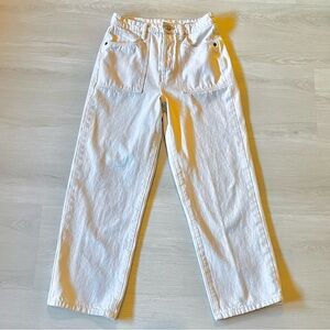 BlankNYC The Baxter Ribcage Straight Leg High Rise Button Fly Ivory Jeans Sz 26